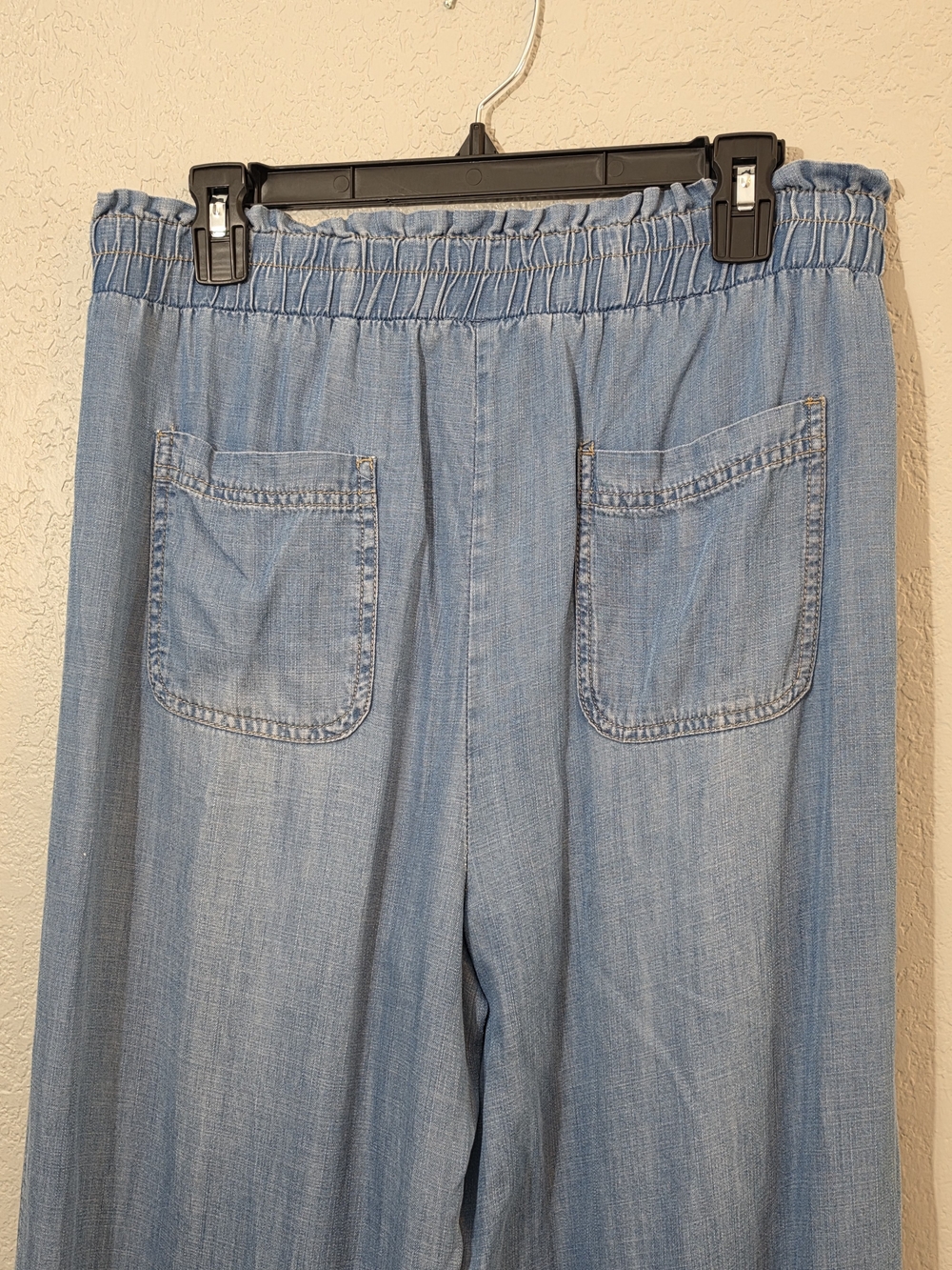 Knox Rose Light Blue Wide-Leg Chambray Jeans Womens Large High Rise - Picture 5 of 7